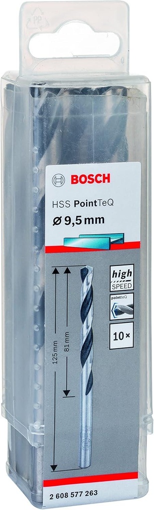 Bosch DIN338 HSS PointTeQ Metal Drill Bits 9,5 x 81 x 125 mm - (10pcs)  (2608577263)