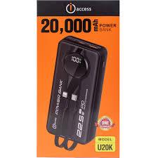 [U20K-ES-CAL] iAccess U20K 22.5w 20000mah Power Bank With Built in Type C – Provides fast, reliable portable charging to keep your devices powered throughout the day