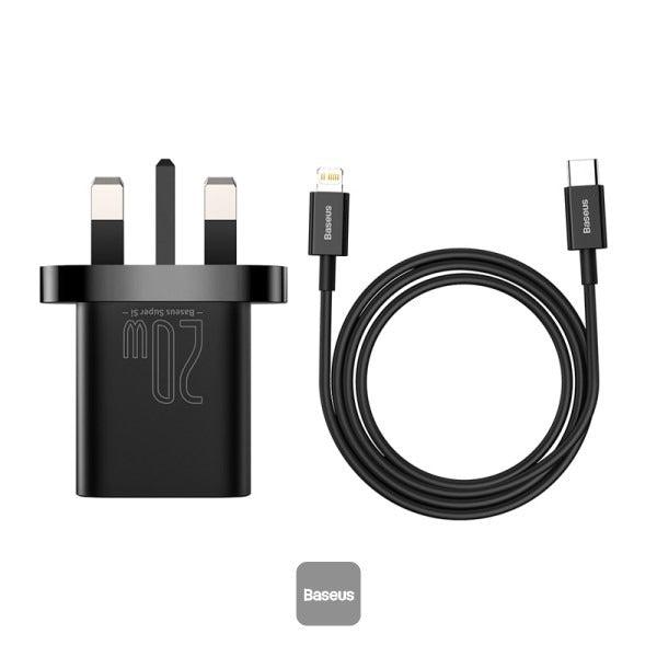 Baseus 20W PD Mini Charger Super Si 1C Wall Charger USB Type C UK and USB Type C - Lightning cable 1M - TZCCSUP-K01
