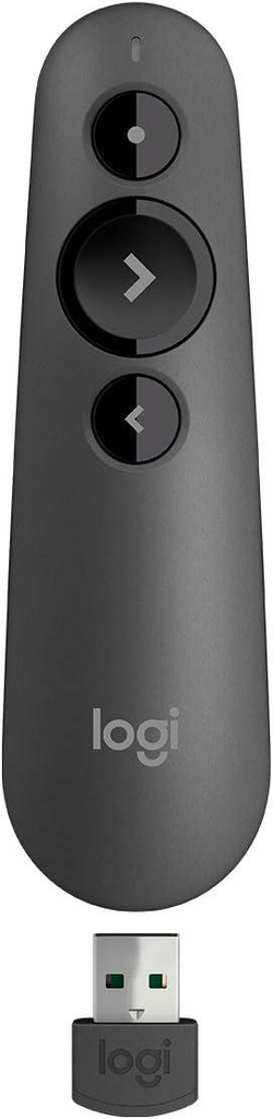 Logitech R500s Laser Presentation Remote, Graphite, 910-005843 – Wireless Presenter with Red Laser Pointer for Slideshows & Professional Presentations