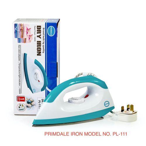 Primdale PL-111 1000W Dry Iron- Provides efficient and consistent heat for quick, smooth ironing of clothes at home or everyday use