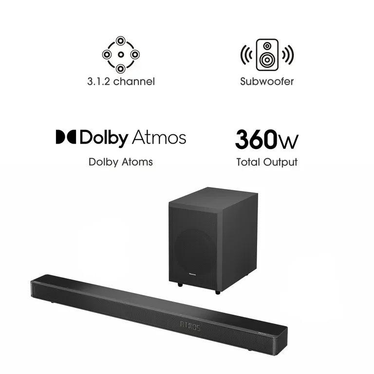 [AX3120-ES-PTC] Hisense AX3120 360w 3.1.2Ch Soundbar- Delivers powerful immersive audio with enhanced surround sound for a richer home entertainment experience