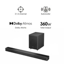 Hisense AX3120 360w 3.1.2Ch Soundbar- Delivers powerful immersive audio with enhanced surround sound for a richer home entertainment experience