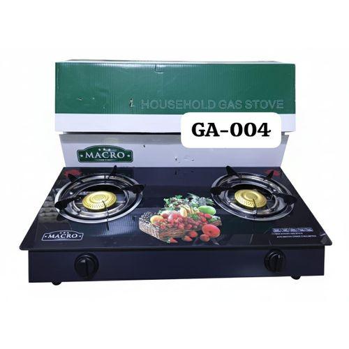 Macro GA-004 2 Burner Glass Gas Stove – A durable and efficient cooking solution that provides fast heat distribution and reliable performance for everyday home meal preparation