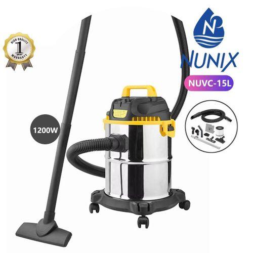 Nunix NUVC-15 15L Capacity Wet and Dry Vacuum Cleaner – Heavy Duty Industrial Cleaning Machine for Home, Office, Workshop, Automotive and Commercial Applications