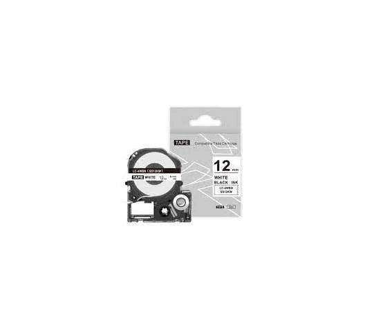 Epson SS-12KW 12mm 8m Black on White Tape – Provides clear, durable labeling for organization at home, office, or commercial use