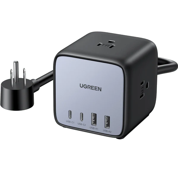 UGREEN CD268 3 AC Outlets + 65W 2A2C DigiNest Cube Power Strip UG-90906 – Fast Charging, UK Plug, 1.8m Cable, Black