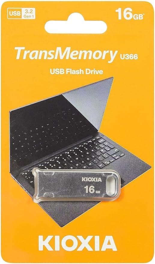 Kioxia 16GB TransMemory U366 USB 3.2 Flash Disk Metallic - LU366S016GG4