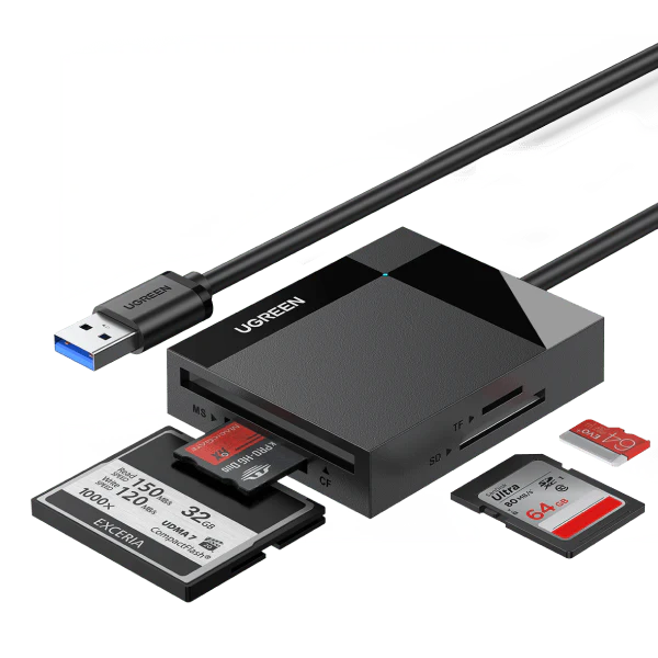 UGREEN CR125 USB-A 3.0 All-in-One Card Reader 50cm UG-30333 – Fast SD, MicroSD & TF Card Transfer