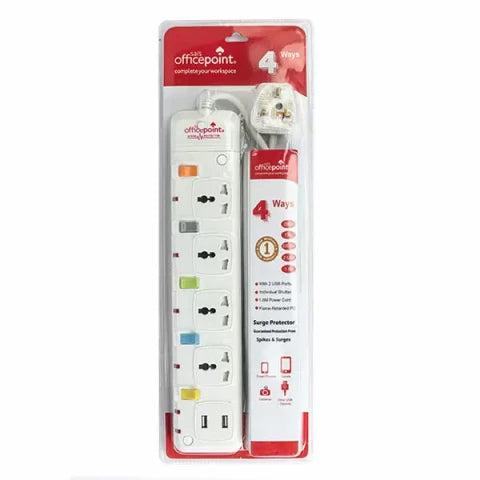Officepoint 4Way+USB 205U  Extension Socket