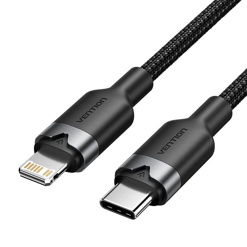 Vention VEN-LALBH USB 2.0 Type-C Male to Lightning Male 3A 2 Metres Cable – High-Speed Fast Charging and Data Sync Cable for iPhone, iPad, and Apple Devices