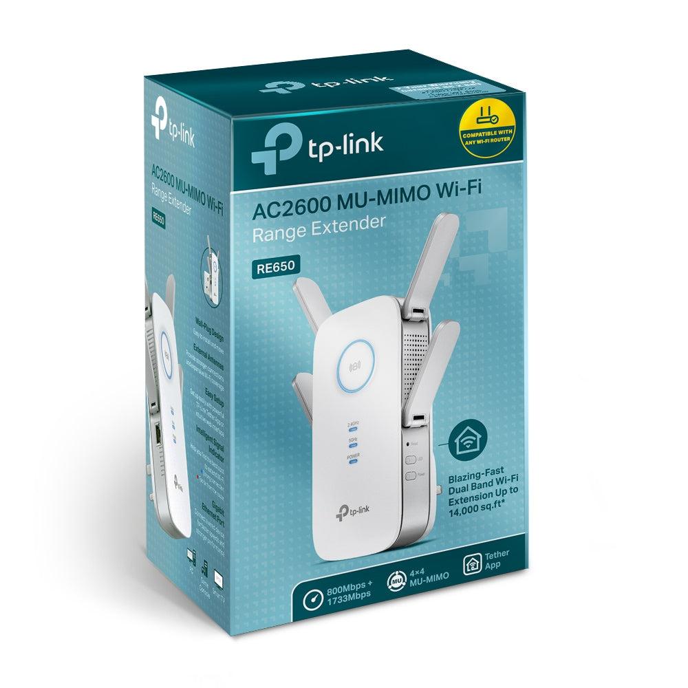 TP-Link AC2600 Wi-Fi Range Extender - TL-RE650 - Up to 2600Mbps, Dual Band WiFi Range Extender, Gigabit port, Internet Booster, Repeater, Access Point,4x4 MU-MIMO