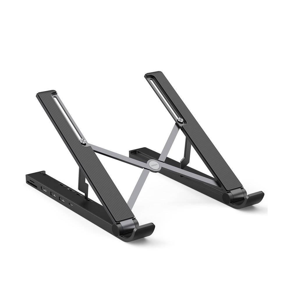 Ugreen 5 In 1 Laptop Stand Docking Station (CM359) - 4 Levels Adjustable Foldable Portable Desktop Stand with USB C 4K HDMI TF/SD 2 USB 3.0 Ports Compatible with Macbooks, HP, Dell, Acer, Asus, Lenovo and More
