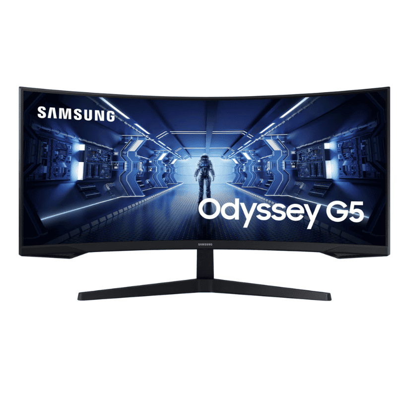 Samsung Odyssey G5 LS34G55TWWPXXU 34-Inch Curved Gaming Monitor – Ultra-Wide WQHD 165Hz 1000R Immersive Display for Professional Gaming, Streaming, and Multitasking Workstations