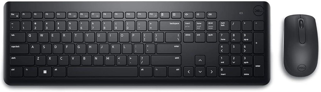 Dell Wireless Keyboard and Mouse (KM3322W) - 2.4GHz, Optical LED Sensor, Mechanical Scroll, Anti-Fade Plunger Keys, 6 Multimedia Keys, Tilt Leg