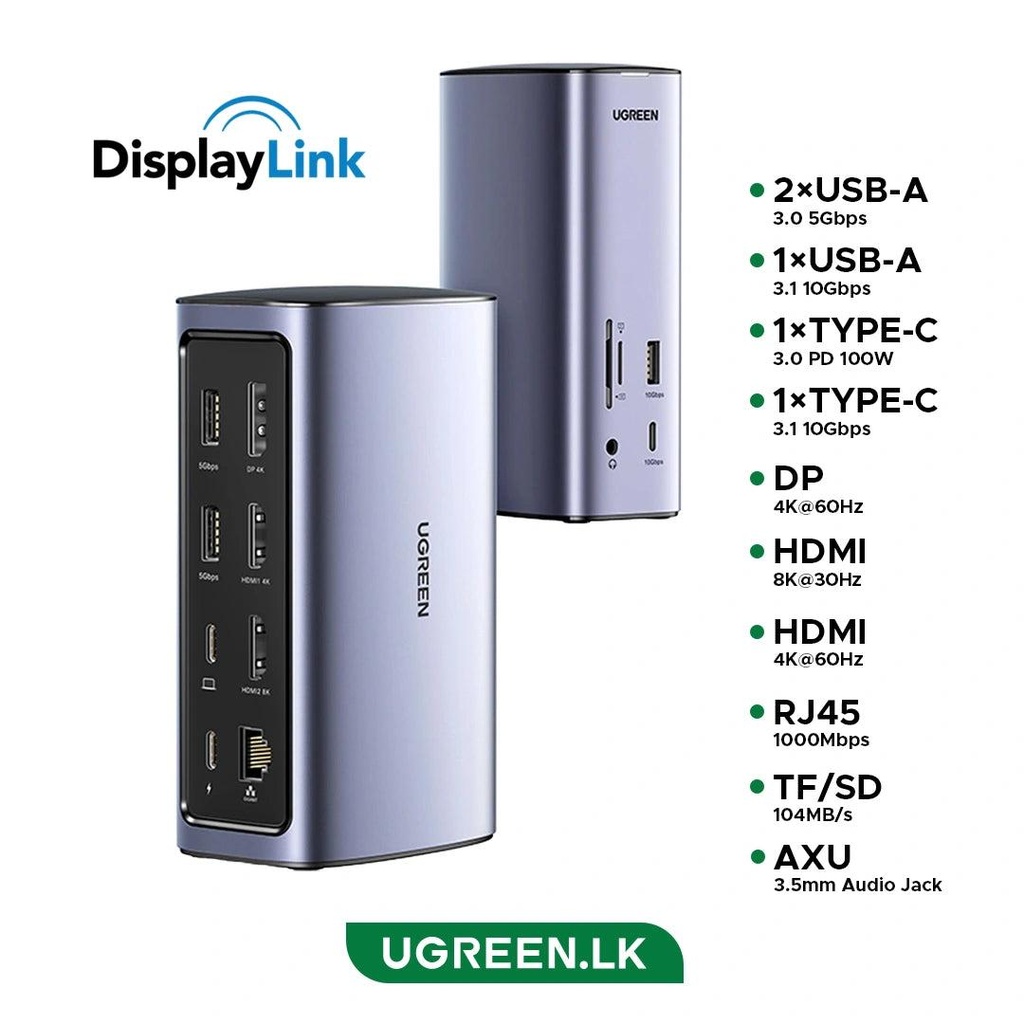 UGREEN CM555 12-in-1 USB-C Multifunction Docking Station Pro UG-90325 – Fast Data Transfer, 4K HDMI, PD Charging & Ethernet Hub