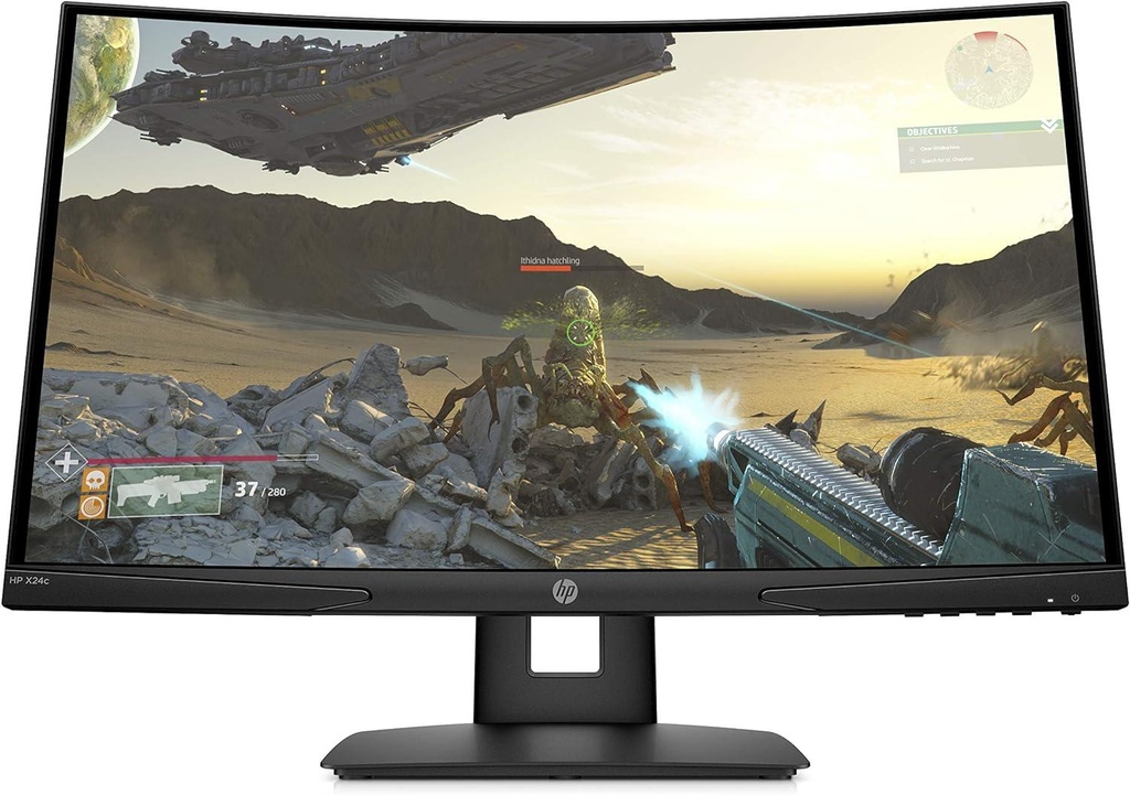 HP X24c Gaming Monitor, 24 Inch, 1500R Curved Gaming Monitor in FHD Resolution with 144Hz Refresh Rate and AMD FreeSync Premium (1 HDMI, 1 DisplayPort)
