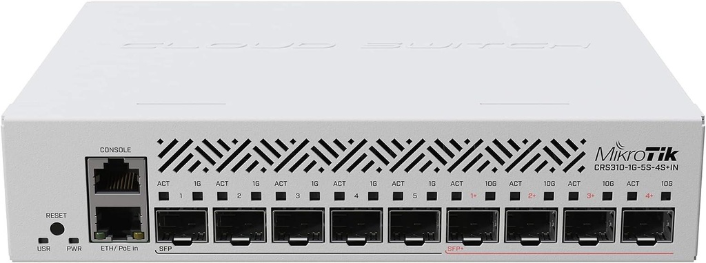 Mikrotik Mikrotik CRS310-1G-5S-4S+in Switch - 5 x SFP Ports 4 x SFP+ Ports and 1 x Gigabit Ethernet Port