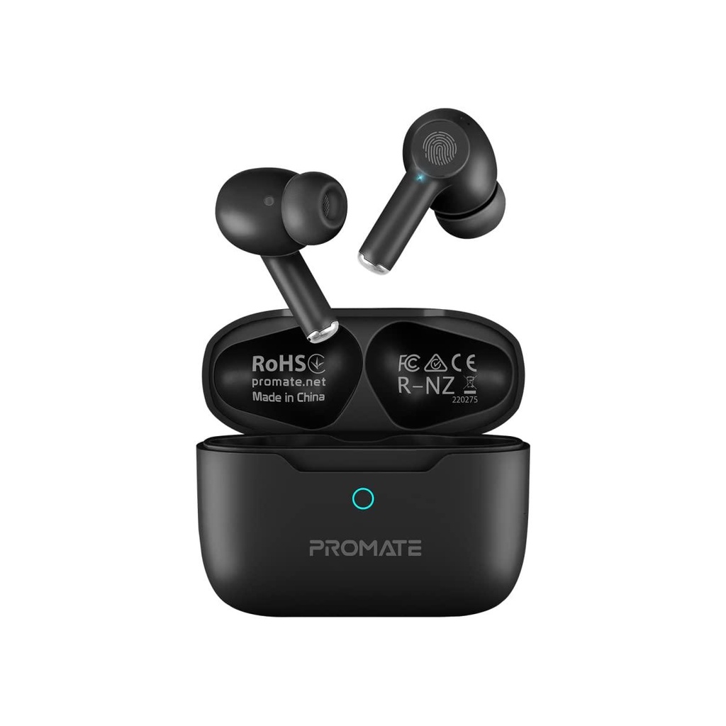 Promate ProPods High-Definition ANC TWS Earphones with intellitouch - Extended Battery life, Active Noise Cancelling, Dual Mode