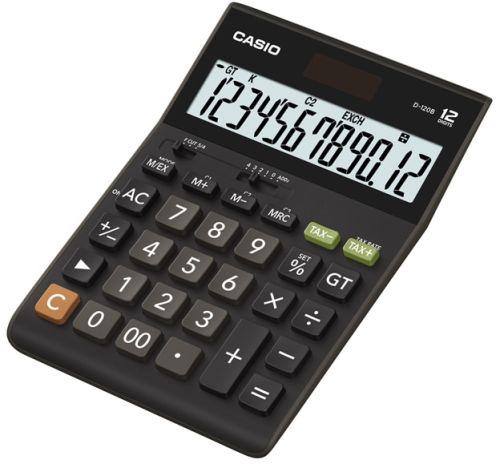 Casio D-120B Standard Business Calculator - 12 Digit, Tax, Currency Exchange Profit Margin Calculator, Extra Large Display