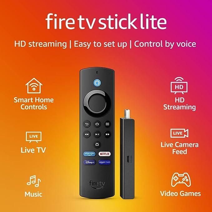 Amazon Fire TV Stick Lite Streaming Device – Essential entertainment device that allows easy access to streaming apps and content on your TV