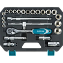 Total THT141253 24-Piece 1/2" Drive Socket Set – Durable Chrome Vanadium Steel with Ratchet & Case