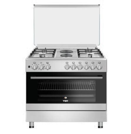 Von VCF964271FSX 90x60cm Freestanding Cooker – Gas & Electric Oven, 5 Burners, Kitchen Appliance