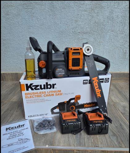 Kzubr KBLECS-42V-16 42V 16 Inch Brushless Lithium Cordless Chain Saw – Heavy Duty Industrial Electric Chainsaw for Wood Cutting, Tree Trimming, Logging, and Construction Applications