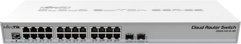 MikroTik CRS326-24G-2S+RM 24 Gigabit Port Switch with 2 x SFP+ Cages (CRS326-24G-2S+RM)