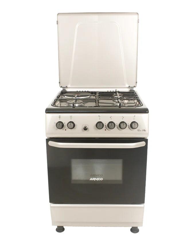 Armco GC-F6631PX(SL) 60x60 3 Gas + 1 Electric Standing Cooker with Electric Oven Silver – Heavy Duty Freestanding Gas and Electric Cooker for Home Kitchen, Baking, Grilling, and Daily Cooking Applications