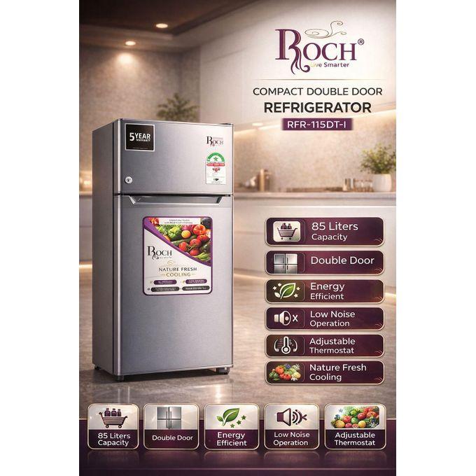 Roch RFR-115 DT-1 90L Double Door Refrigerator – Heavy Duty Professional Mini Fridge for Home, Office, and Industrial Use