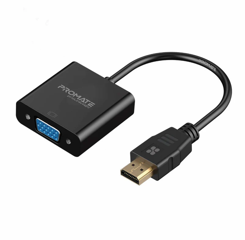 Promate HDMI to VGA Display Adapter (PROLINK-H2V) - 1080p HD Resolution Support, Plug & Play Support