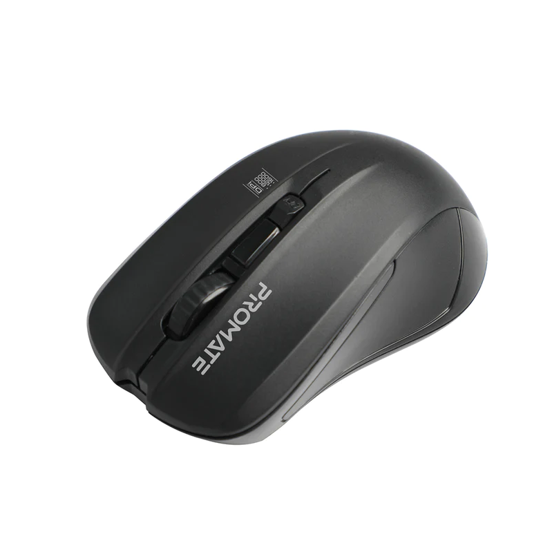 Promate 1600DPI Wireless Ergonomic Contoured Mouse (CONTOUR) - Adjustable 1600 DPI, Comfort Performance