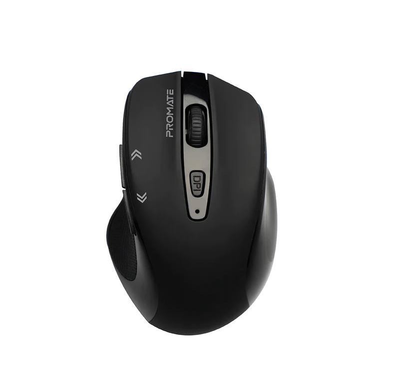 Promate 1600DPI Contoured Wireless Mouse (CURSOR) - Adjustable 1600 DPI, EZGrip Ergonomic Design