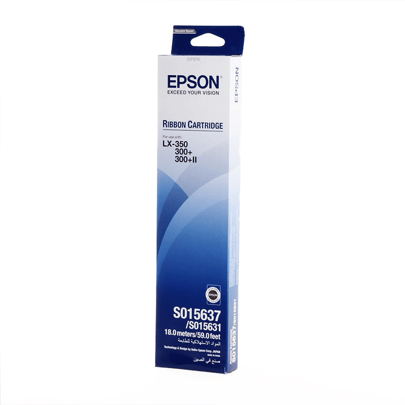 Epson LX-350/300 Black Printer Ribbon Cartridge S015637 – Original High Quality Dot Matrix Impact Ribbon for POS, Office Printing, and Continuous Document Applications