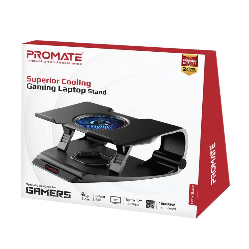 Promate Superior Laptop Cooling Pad - Ergonomic Cooling , Stand Up To 17 Inches, With Multi-Level Height, Quiet Fan, Dual USB Port