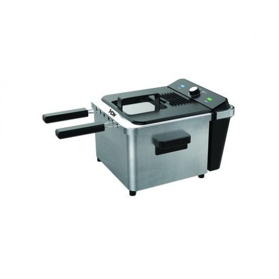 Von VSYD50MBX 4.5 Liters Deep Fryer - 2200 watts, Detachable Enamel Pot, 3 Interchangeable Baskets