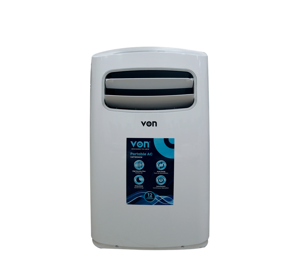 Von VAPTB124CM 12K BTU Portable Air Conditioner - Auto-restart, Timer, Sleep mode