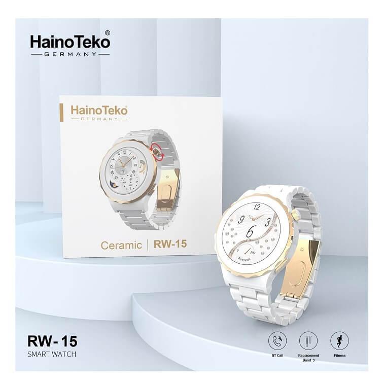 Haino Teko Germany RW-15 Ceramic Smart Watch - Heart Rate Sensor, Wireless charger,  Step Counter,Sleep Monitor