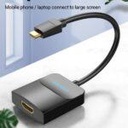 Vention TDCBB  0.15M Type-C To HDMI Adapter - Black ABS Type ,4K HD 3D Visual Effects, 4k@30HZ resolution, stable and smooth video playback