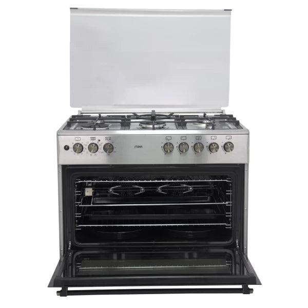 Mika MST90PU42HI/HC Standing Cooker  -4 gas burners + 2 electric Rapid Hot plate, Push Button Auto-ignition