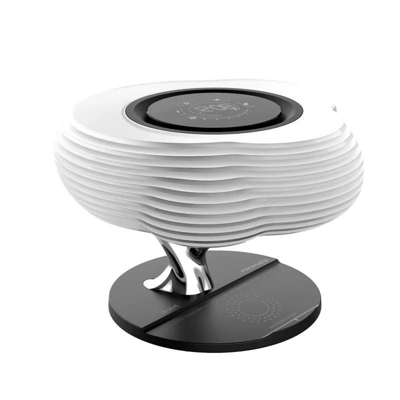 [HomeCloud-RM-OM] Promate HomeCloud 3-in-1 Cloud Design Wireless Speaker with LED Nightlight and Wireless Charger – Smart Multi-Function Audio System for Home, Office, and Bedroom Use