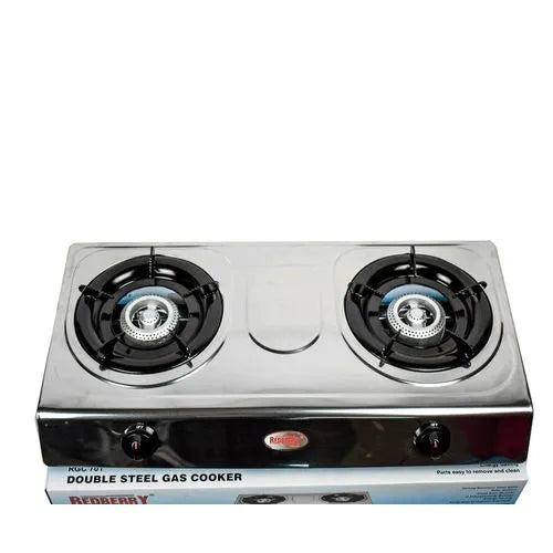 Redberry Stainless Steel Table Top Double Burner - Auto ignition, Cast iron burner, Strong stainless steel body