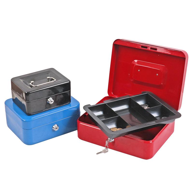 Foska J7102 8"Inch Metallic Cash Box - Divided into small compartments, with keys