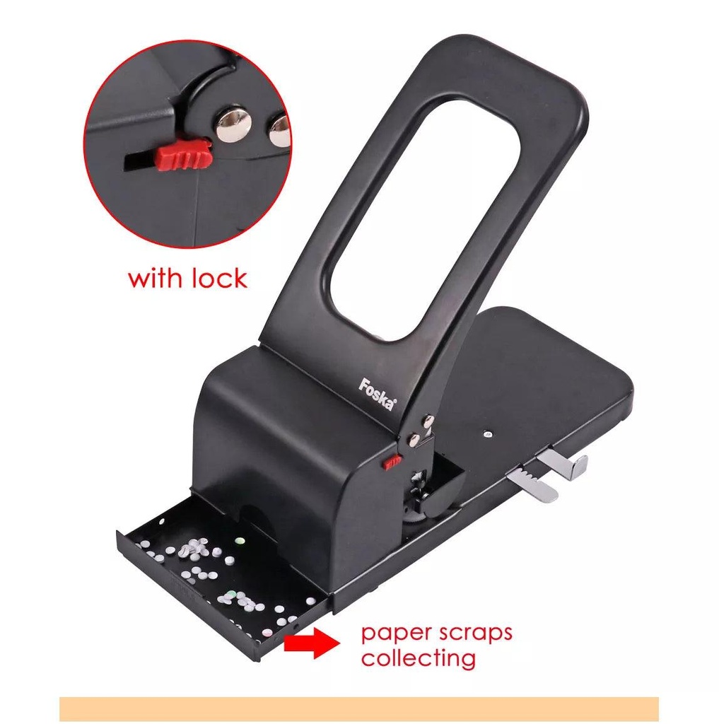 Foska PP8371 Heavy Duty Metal Manual Paper Punch - Can punch 100sheets