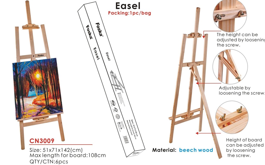 Foska CN3009 Wood Antique Painting Stand - Adjustable