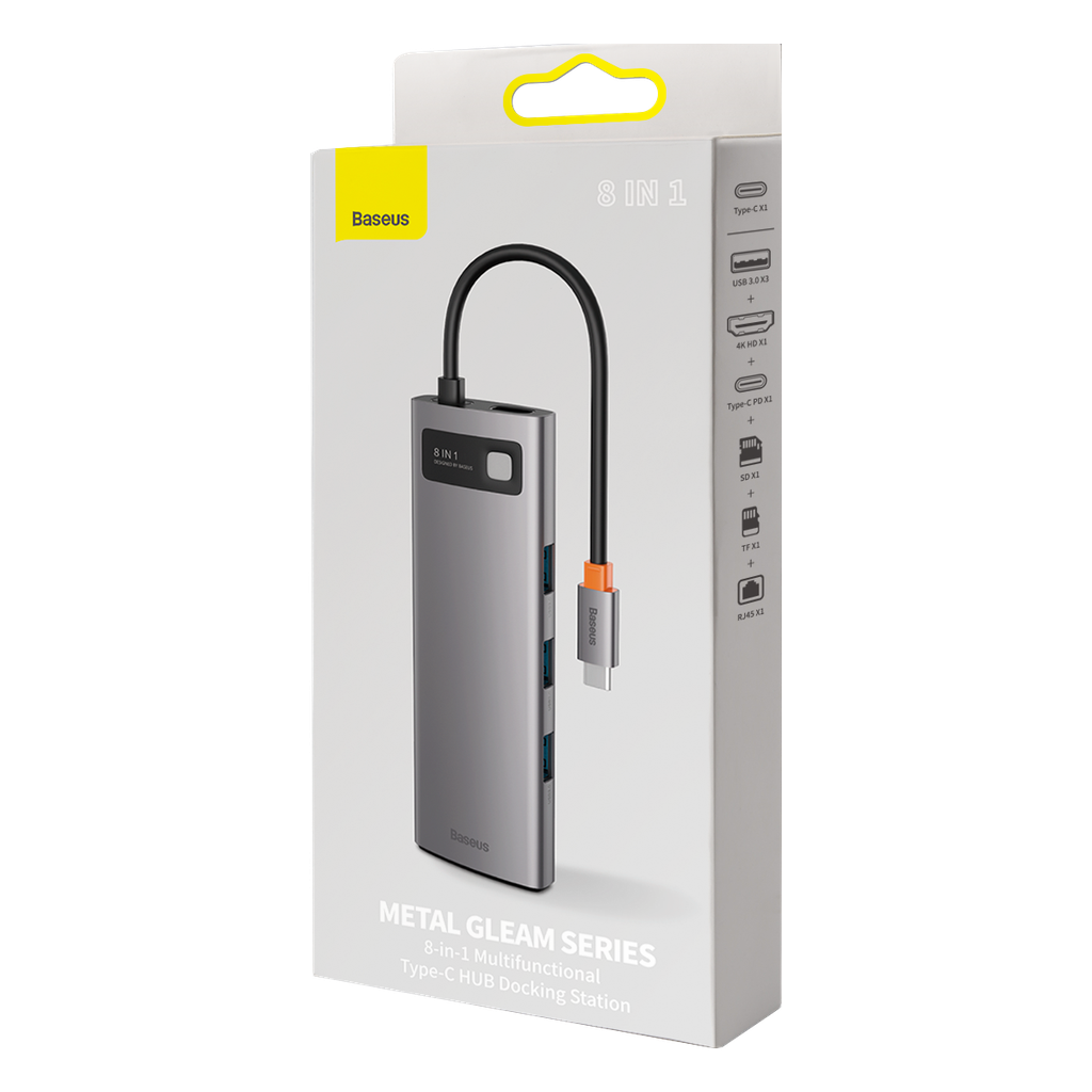 Baseus 8 in 1 Multifunctional Metal Gleam Series - Type-C Hub Docking Station