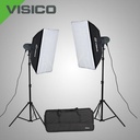 Visico Studio Flash VL 200 PLUS Softbox kit - liquid crystal output display, equipped with flash power control knob