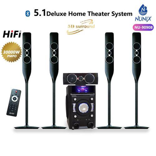 Nunix NU-9090B 5.1 Channel Home Theatre System - 30000W PMPO, Bluetooth, Aux/FM ready, USB Support
