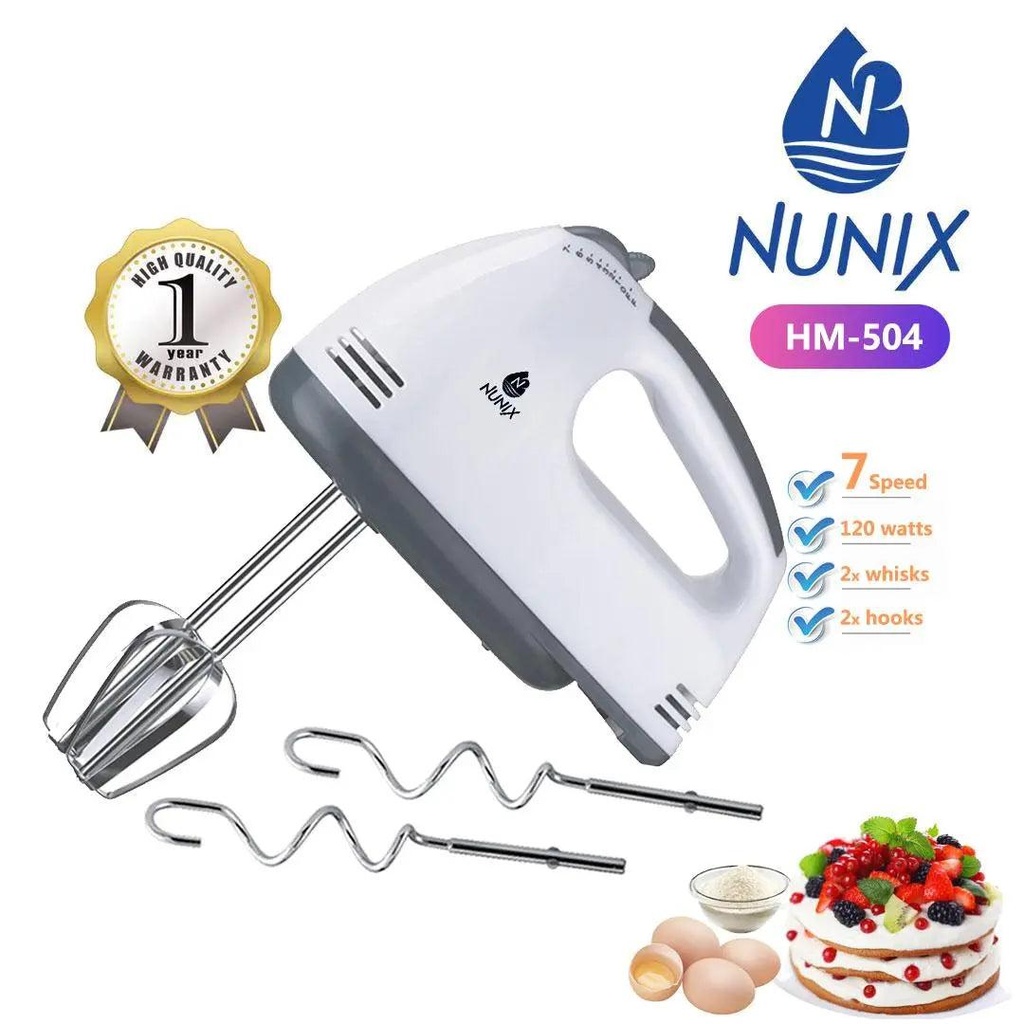Nunix  HM-504 Speed Electric Hand Mixer - Power: 220-240V / 50-60Hz/ 120W